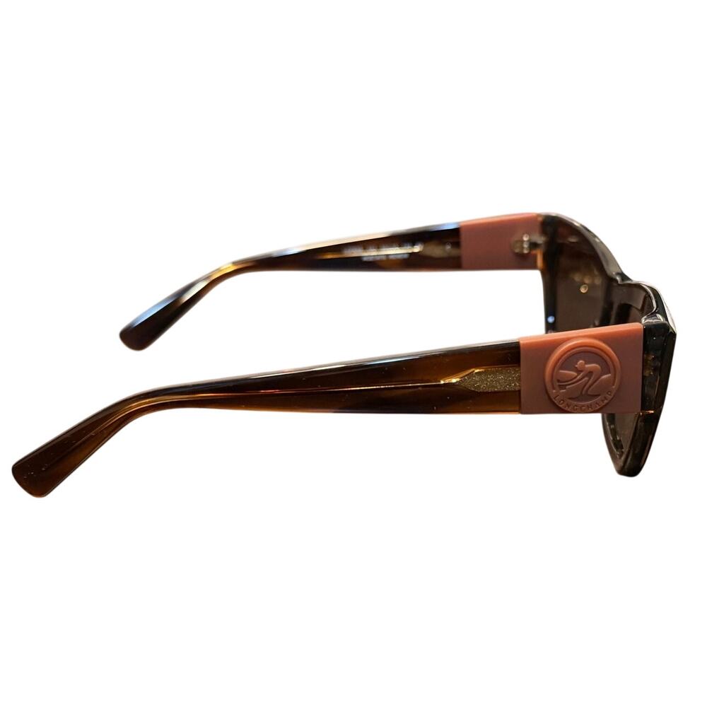 Longchamp Rectangular Striped Brown Women's Sungl… - image 4